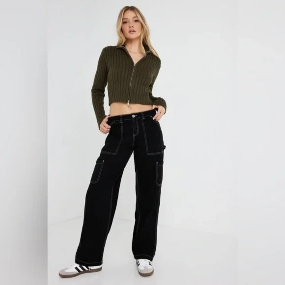 Garage Dani Cargo Pants Womens 11 Black Carpenter Y2K High Rise Denim Jeans